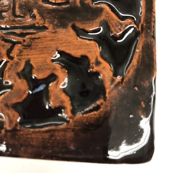 Handmade Ceramic Tile: Black Sun - Picture 2 of 2